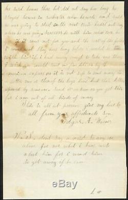 1862 Civil War Union Soldiers Letter Edgar Warner, 126th NY (DoW)
