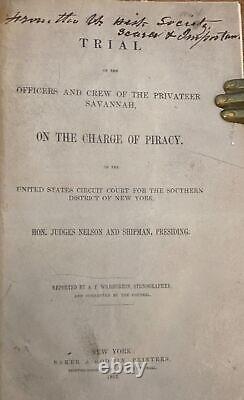 1862 Confederate Ship SAVANNAH New York Piracy Trial for Privateer Raider Ship