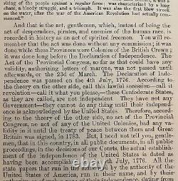 1862 Confederate Ship SAVANNAH New York Piracy Trial for Privateer Raider Ship