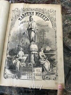 1862 Harper's Weekly Bound full year Civil War, Lincoln, Thomas Nast, etc