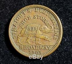 1863 Albany New York Civil War Token Straight's Shoe Store Elephant In Boots