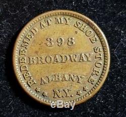 1863 Albany New York Civil War Token Straight's Shoe Store Elephant In Boots