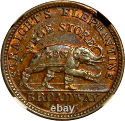 1863 Albany New York Straight's Elephantine Civil War Token NGC MS 62 (24-7)