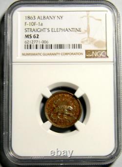 1863 Albany New York Straight's Elephantine Civil War Token NGC MS 62 (24-7)