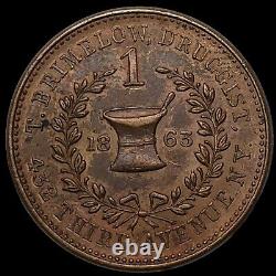 1863 Brimelow Druggist NY630k1a Baker S17 Civil War Token J2120