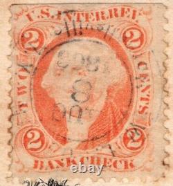 1863 CDV 2c Washington Bankcheck Part Perforate CIVIL War Tax Stamp Newman Ny