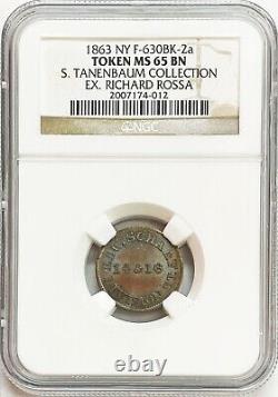 1863 CIVIL WAR NEW YORK EDWARD SCHAAF STORE CARD TOKEN F#630BK-2a NGC MS 65 BN