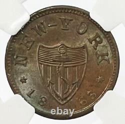 1863 CIVIL WAR NEW YORK EDWARD SCHAAF STORE CARD TOKEN F#630BK-2a NGC MS 65 BN