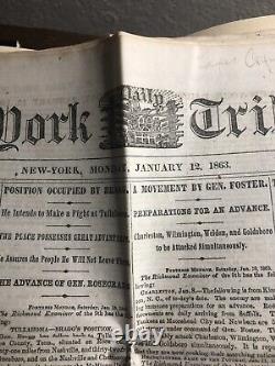 1863 Civil War Newspaper New York Tribune Attack On Galveston Vicksburg Texana