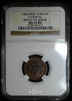1863 Civil War Store Card Broas Brothers Bakers NYC NY MS63 NGC F#630L-6a R1