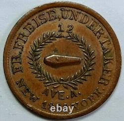 1863 Civil War Store Card Token FR. Freise Undertaker NY Sharp Better Grade