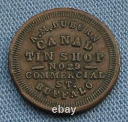 1863 Civil War Token A. M. Duburn Canal Tin Shop Buffalo NY store card