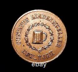 1863 Civil War Token Beer Mug New York Bearded Man Amazing Shape 161 Years Old