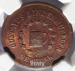 1863 Civil War Token Gustavus Lindenmueller, Beer Mug, NY MS63 NGC, 630AQ-4a