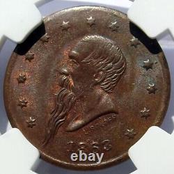 1863 Civil War Token Gustavus Lindenmueller, Beer Mug, NY MS63 NGC, 630AQ-4a