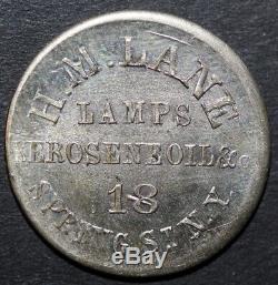 1863 Civil War Token New York City H M Lane Kerosene Lamps German Silver R8