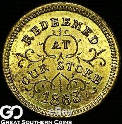 1863 Civil War Token Redeemed At Our Store Troy NY, Robinson & Ballou, GEM