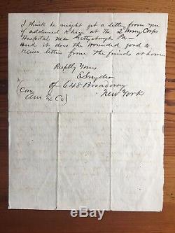 1863 Gettysburg Civil War Letter Lieutenant Fuller 61st NY Wounded in Wheatfield