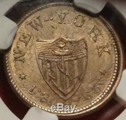 1863 Gruber Struck Over Indian Cent New York City CIVIL War Store Card Ngc Ms65