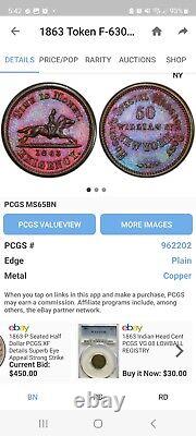 1863 Hussey's Message Post NGC MS63 BN Hard Times/Civil War Era Token