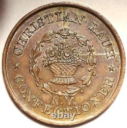 1863 New York City Christian Rauh Civil War Store Card Token NY 630BH-2a Rooster