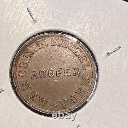 1863 New York City Civil War Token Chr F Hetzel Roofer Coin Press