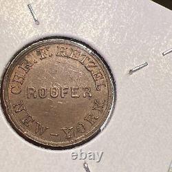 1863 New York City Civil War Token Chr F Hetzel Roofer Coin Press