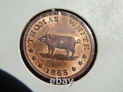 1863 New York City Civil War Token Thomas White Abattoir Pig Boar Uncirculated