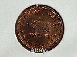 1863 New York City Civil War Token Thomas White Abattoir Pig Boar Uncirculated