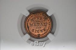 1863 New York Civil War Token- Monk's Metal Signs- NGC MS-64 RB. F-630BB-7a