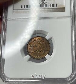 1863 New York Hussey's Post, Time is Money Civil War Token NGC MS64 BN! PQ