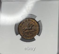 1863 New York Hussey's Post, Time is Money Civil War Token NGC MS64 BN! PQ