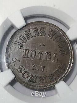 1863 New York Ny Ngc Ms 62 Bn F-630br-1a Jones Wood Hotel CIVIL War Token