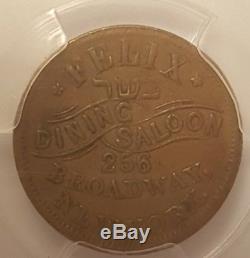 1863 Pcgs Au53, CIVIL War New York Felix Dining Saloon Jewish Kosher Token Medal