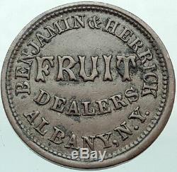 1863 US CIVIL WAR Store Card NY JEWISH Token Penny Coin BENJAMIN & HERRICK