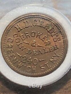 1863 Washington Civil War Token H. D. Gerdts, New York, NY NGC MS BN! Very Rare