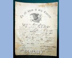 1863 antique ORIG. CIVIL WAR N. G. S. N. Y. Discharge Document THEO CONROW