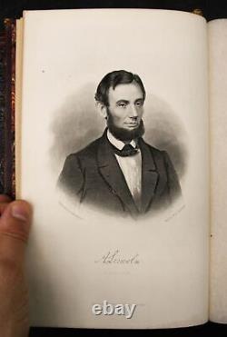 1863 leather set HISTORY OF THE CIVIL WAR illus ANTIQUE Abe Lincoln Union Battle