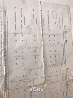 1864 Civil War 144th Volunteer NY Infantry Slave Camp Servant Negro Pay Document