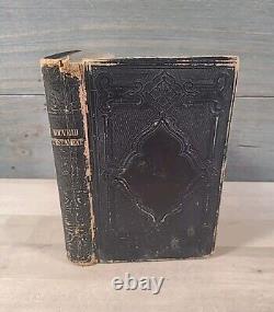 1864 FRENCH NEW TESTAMENT antique CIVIL WAR ERA leather AMERICAN BIBLE SOCIETY