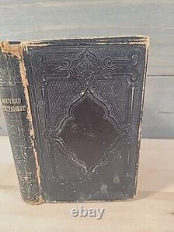 1864 FRENCH NEW TESTAMENT antique CIVIL WAR ERA leather AMERICAN BIBLE SOCIETY