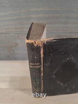 1864 FRENCH NEW TESTAMENT antique CIVIL WAR ERA leather AMERICAN BIBLE SOCIETY