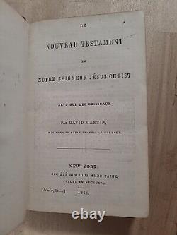 1864 FRENCH NEW TESTAMENT antique CIVIL WAR ERA leather AMERICAN BIBLE SOCIETY