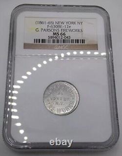 (1864) New York NY-630-BE-12e (R-9) G Parsons Civil War Token Fireworks