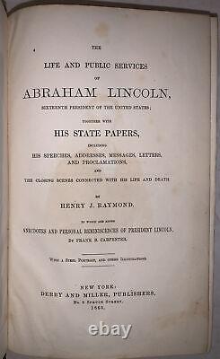 1865, 1st, LIFE & PUBLIC SERVICES ABRAHAM LINCOLN, RAYMOND, AMERICAN CIVIL WAR