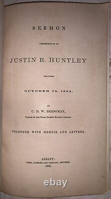 1865, 1st, SERMON COMMEMORATIVE OF JUSTIN RAYNOR HUNTLEY, CONFEDERATE, CIVIL WAR