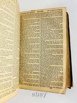 1865 Civil War era Holy Bible worn leather and stamped gilt New York American Bi
