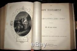 1865 HOLY BIBLE Victorian CIVIL WAR ERA Family FINE BINDING A. P. Rose GENEVA NY