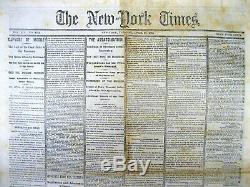 1865 NY Times CIVIL WAR newspaper ABRAHAM LINCOLN ASSASSINATION w Black borders