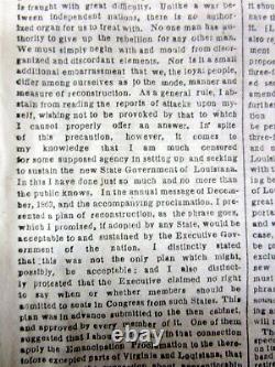 1865 NY Times Civil War newspaper PRESIDENT LINCOLN last speech RECONSTRUCTION